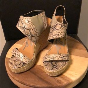 Snakeskin wedges